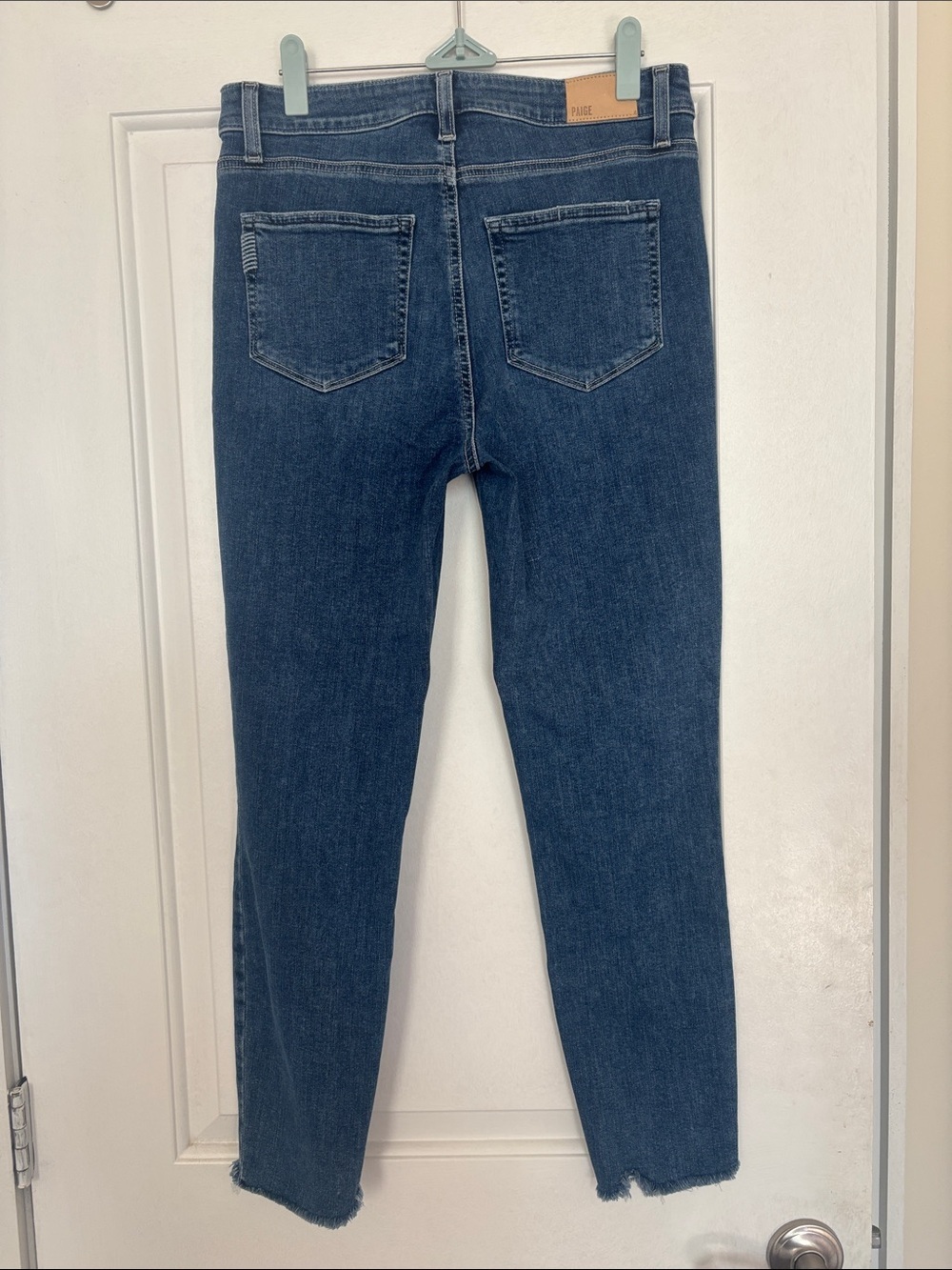 Paige Hoxton Crop Torn Hem Skinny Jeans, Medium Wash, 29 - Picture 3 of 8